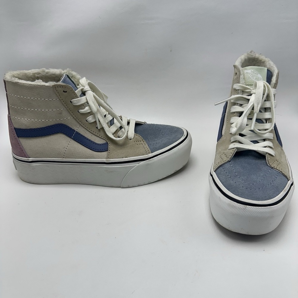 Vans Sk8 Hi Tapered Stackform Colorblock Suede‎ Sherpa Platform Shoes Wmn 7 HeiQ